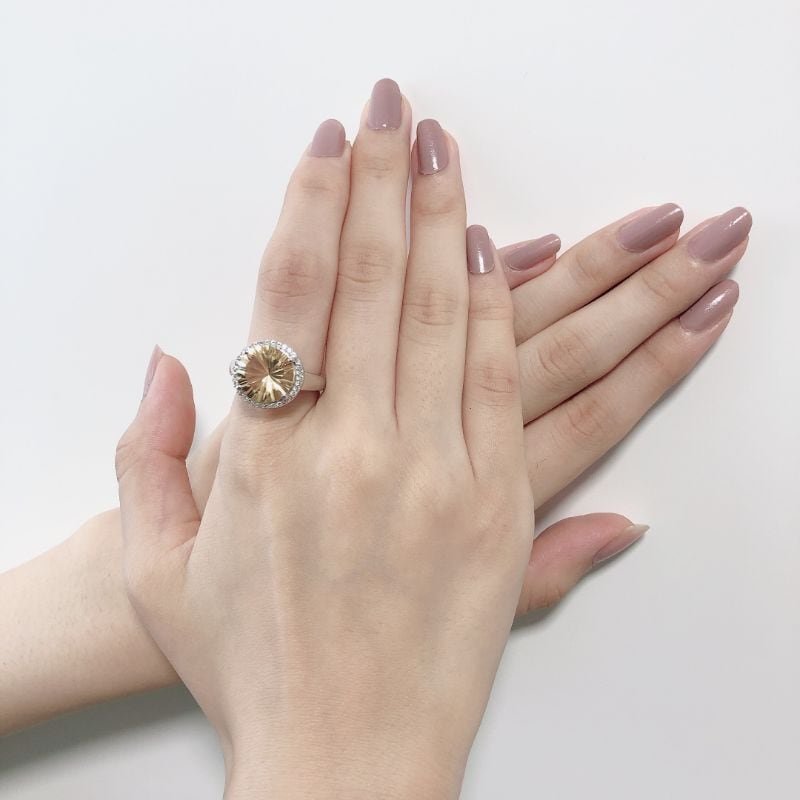 シトリン ホワイトトパーズ リング 天然石 ジュエリー SILVER925 RING