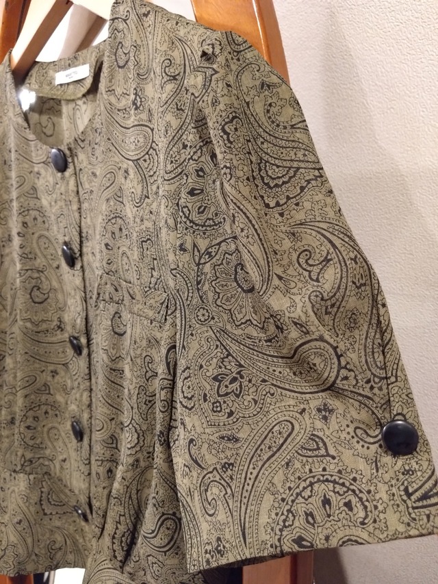 アンティークペプラムブラウス/日本製ペイズリーレトロモダン昭和大正古着洋服