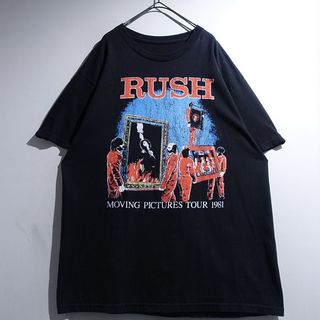 "RUSH" Black Print Design Band T-Shirt