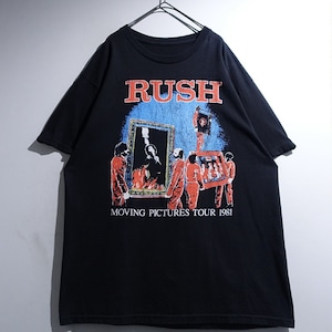 "RUSH" Black Print Design Band T-Shirt