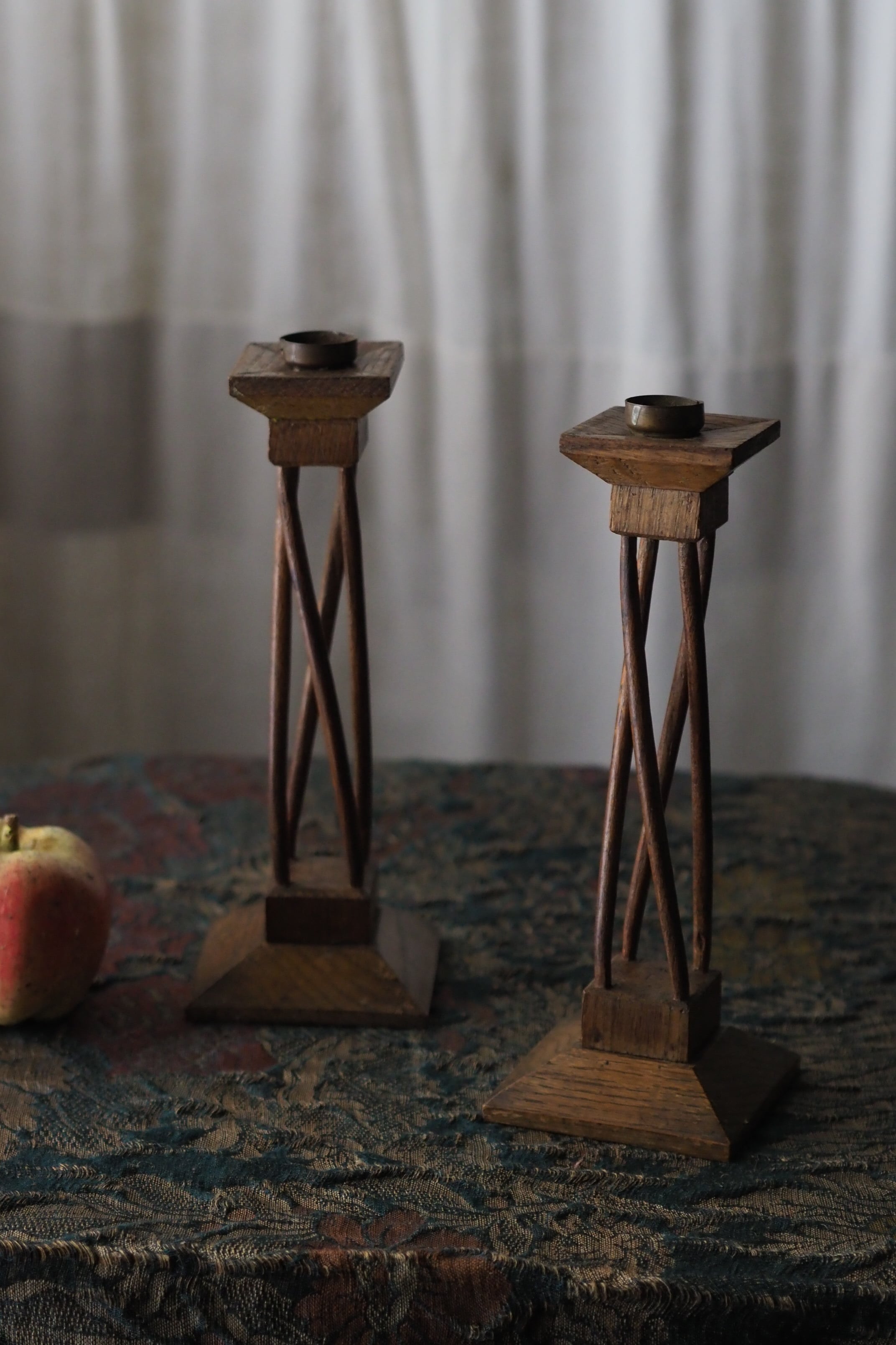 アールデコ ペア燭台-antique pair wood candle stand | アンティーク