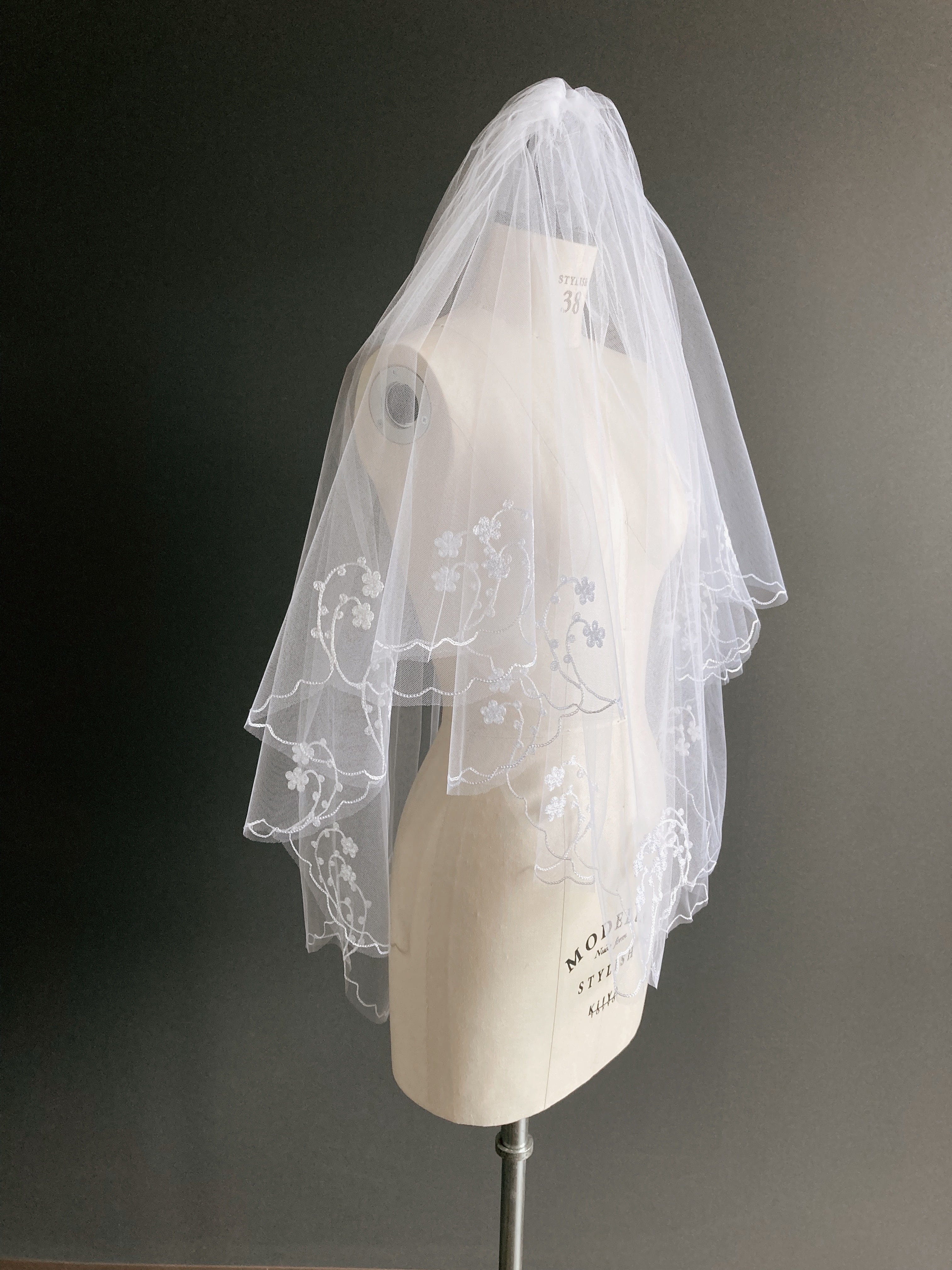 Wedding veil フラワーコード刺繍ウェディングベール MV-01Msize 