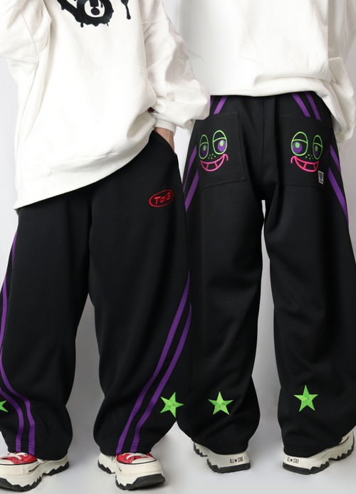 2LINE★SMILE BACK barrel leg pants（ツーライン★スマイルバックバレルレッグパンツ）【Black】