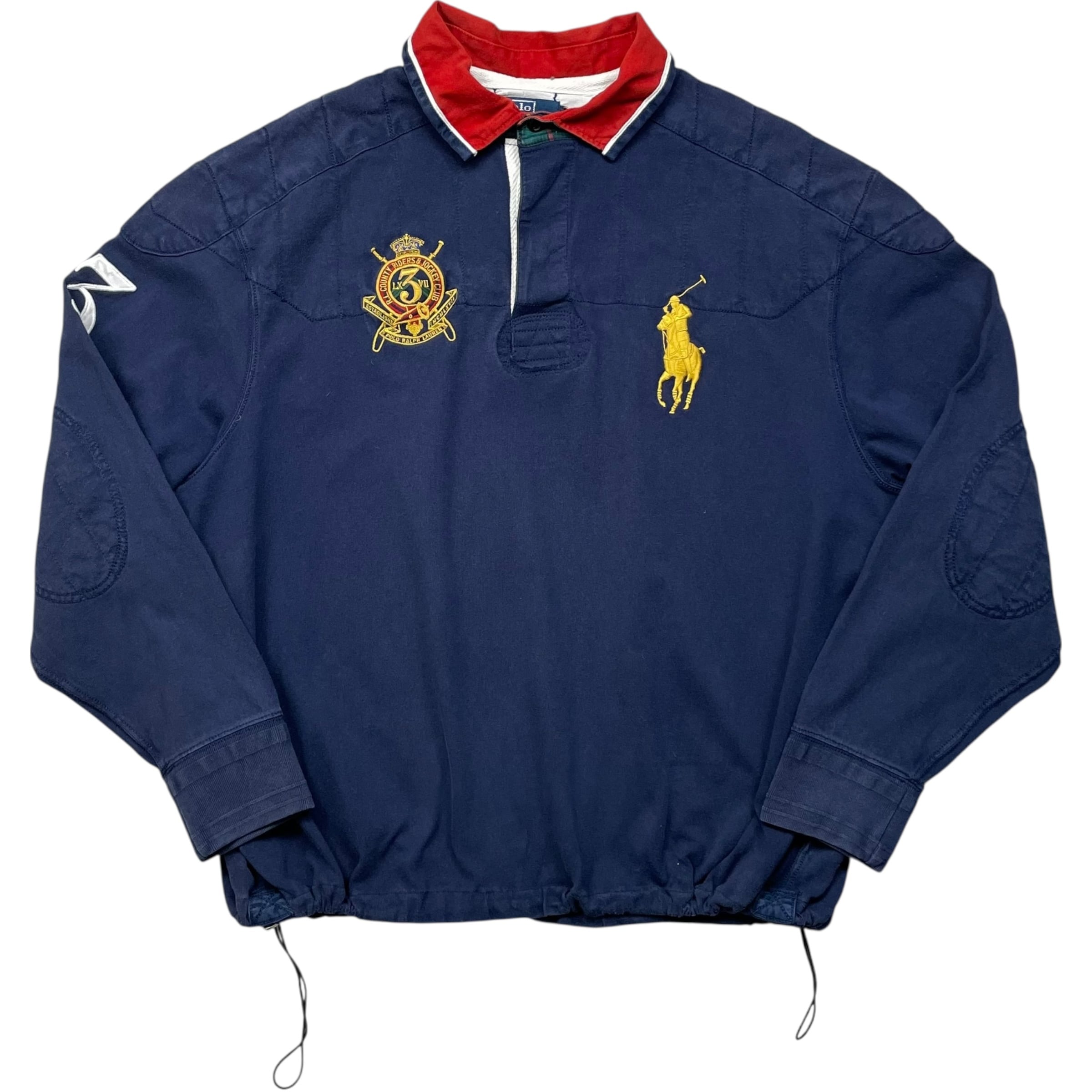 《3XB BIG》 Polo by Ralph Lauren ポロバイラルフローレン ラガーシャツ 刺繍 ドローコード ネイビー no.8816