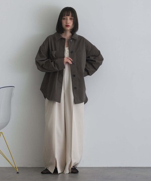 AE1279 ダブルポケットシャツジャケット brown