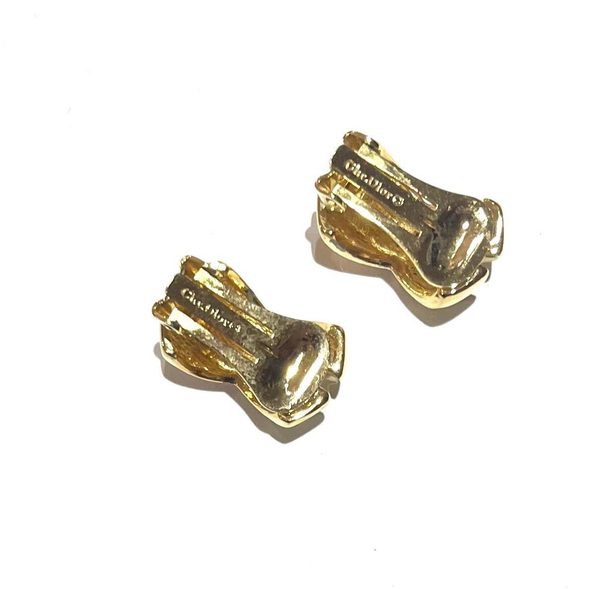 ChristianDior EARRING】 2688 DIOR ゴールドリボンクロス