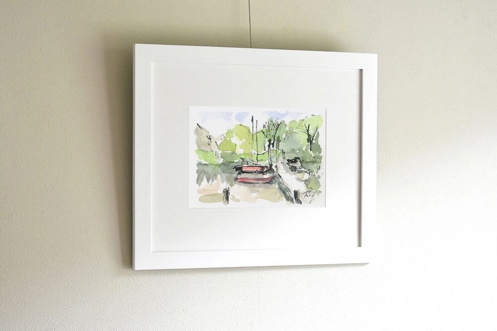 楽しい街角-6（水彩画／額装品／Framed item） | リンズ・スタジオ