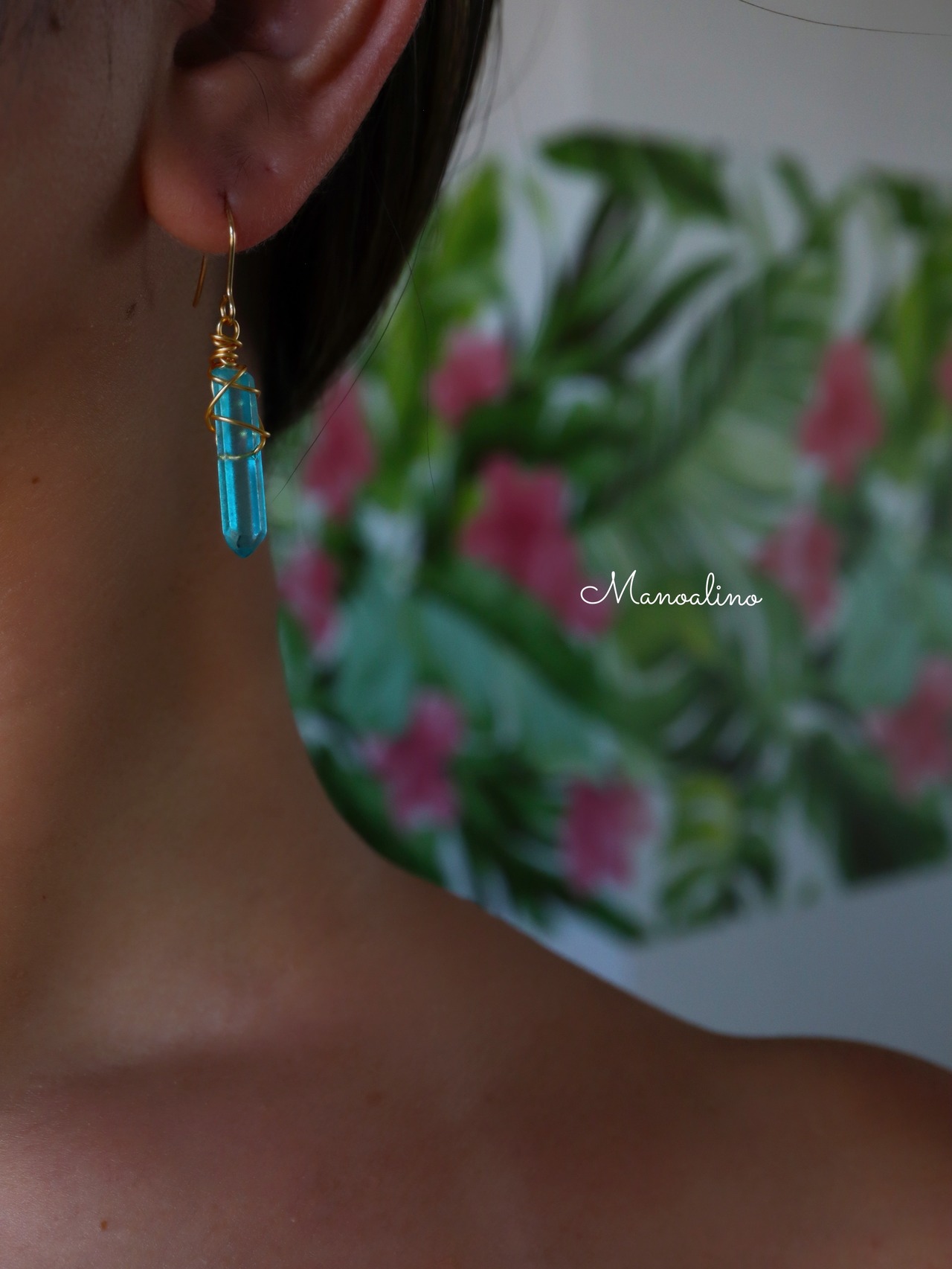 Crystal Pink＆Blue earring(ピンク＆ブルークリスタルピアス、イヤリング)