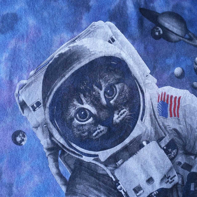 space suit cat cosmos world XXXL over silhouette tee