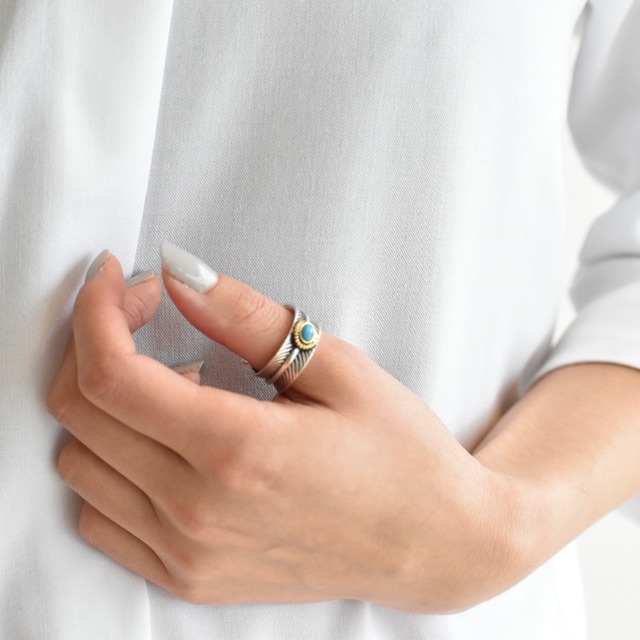 Turquoize Blue Feather Ring【silver925】1010