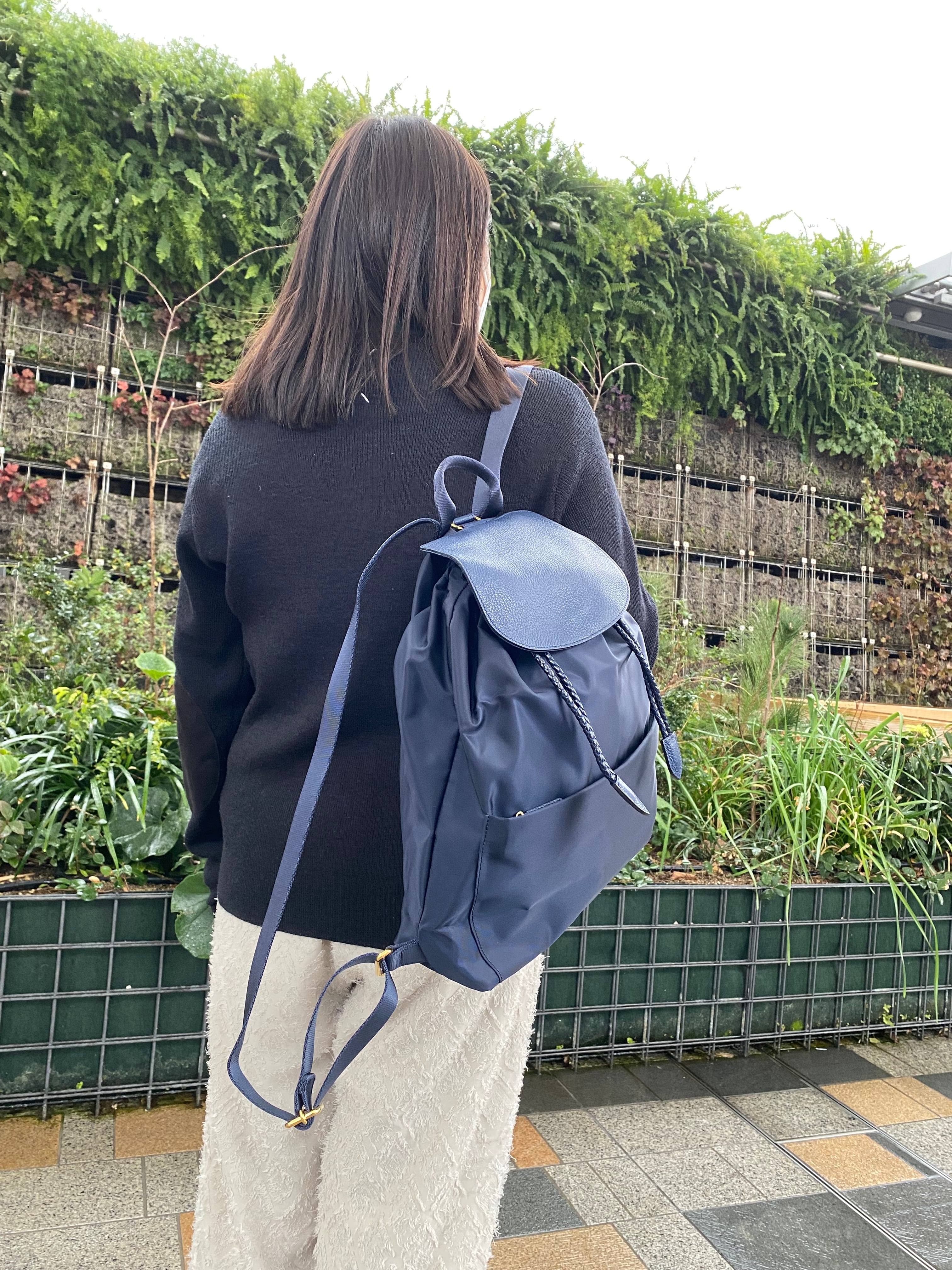 リモンタ巾着リュック】 レザー×ナイロン軽量リュック | 野村製作所