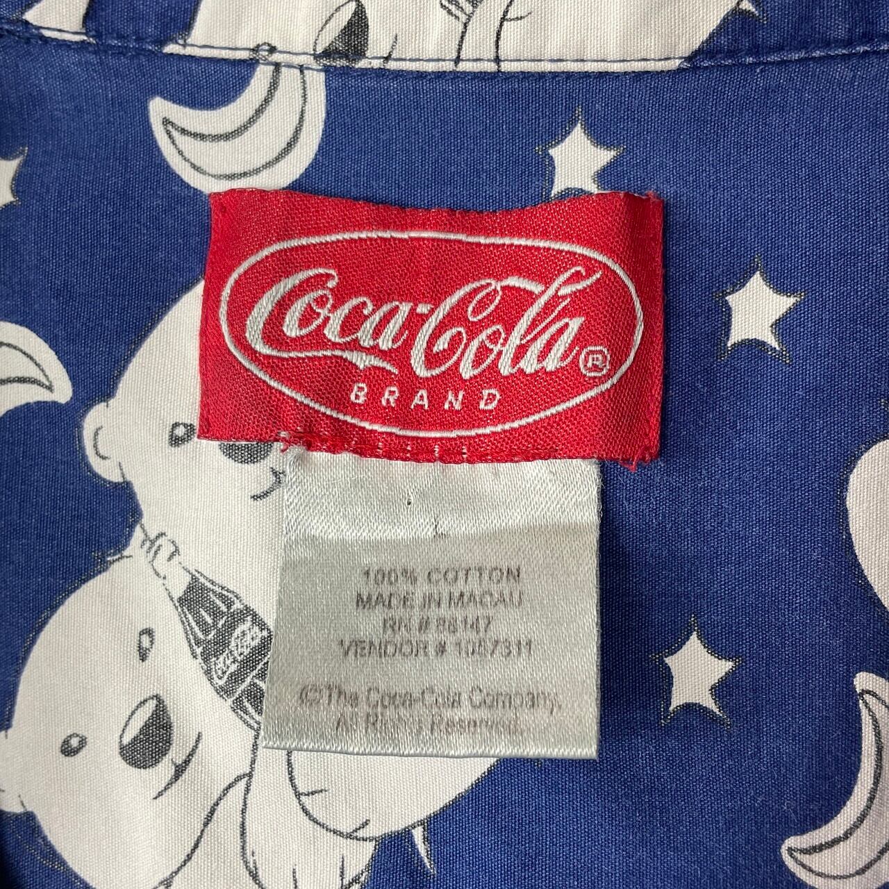 コカ・コーラ Coca-Cola 企業 白クマ キャラクター 半袖 開襟シャツ