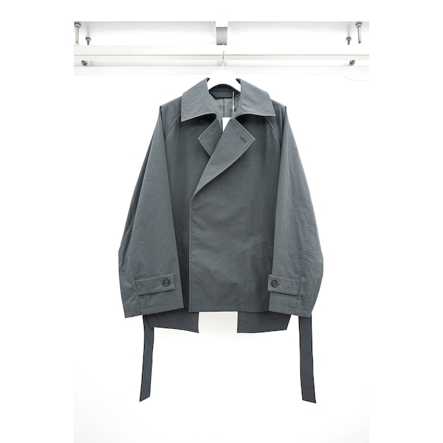 [Blanc YM] (ブランワイエム) BL-24S-STC Short Trench Coat (Blue-Gray)