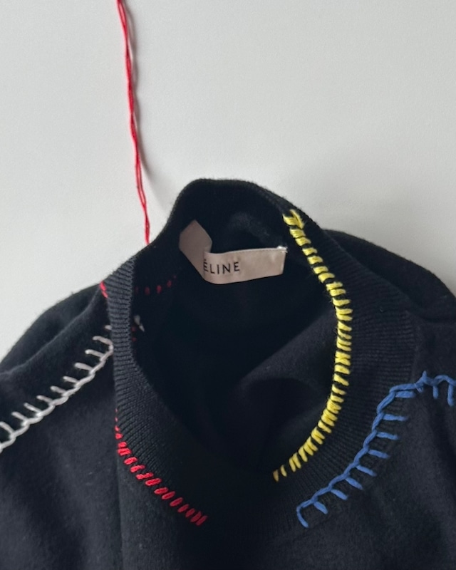 CÉLINE by Phoebe philo　COLOR STITCH DETAIL KNIT PULLOVER