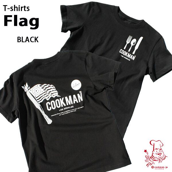 Cookman T-shirts Flag Black クックマン Tシャツ フラッグ ブラック UNISEX 男女兼用 アメリカ