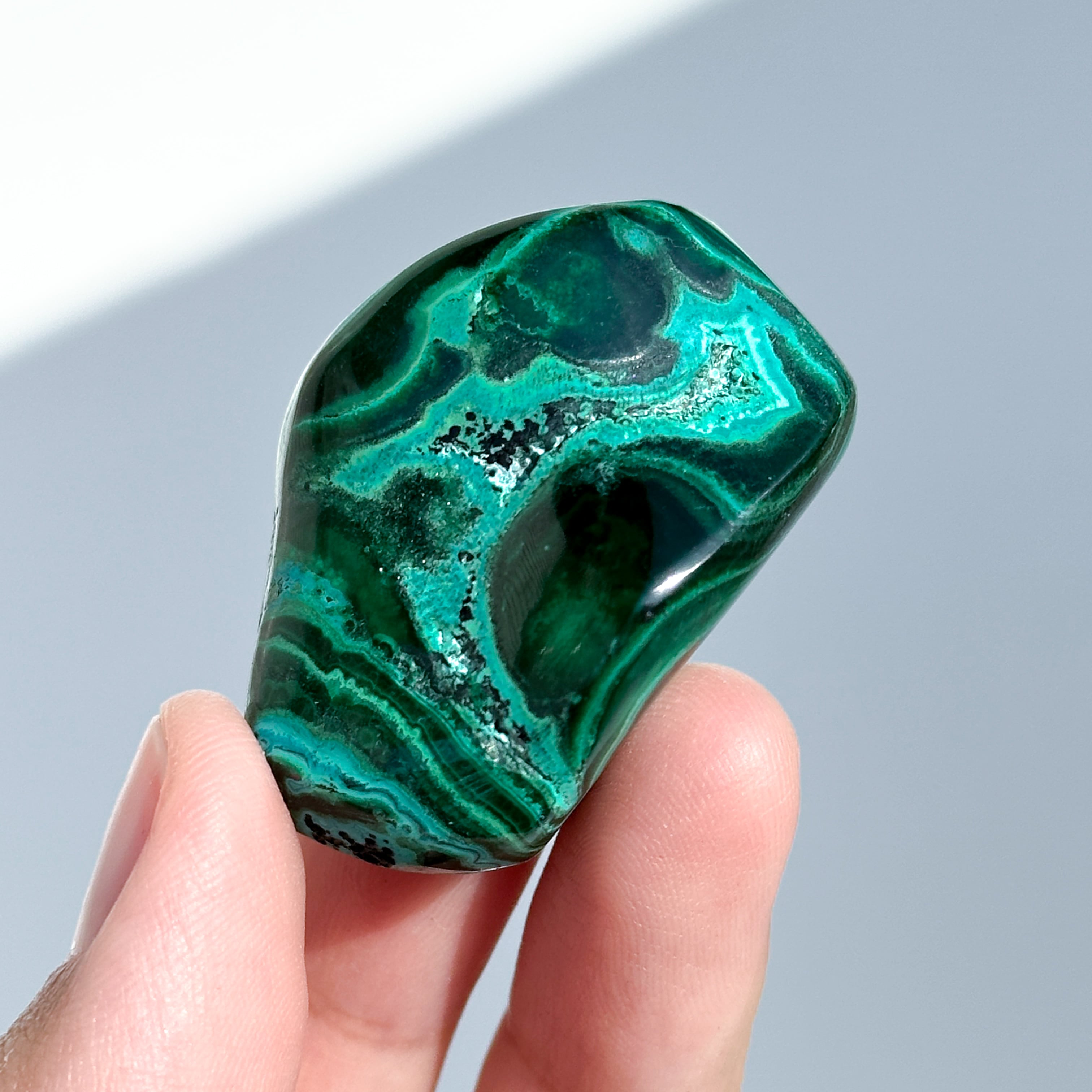 マラカイト with クリソコラ(マラコラ) タンブル02◇ Malachite with Chrysocolla ◇天然石・鉱物・パワーストーン