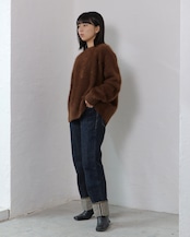 FOURAM - RACCOON CREW KNIT :Dark Brown|ラクーン100/毛足ニット/クルーネック