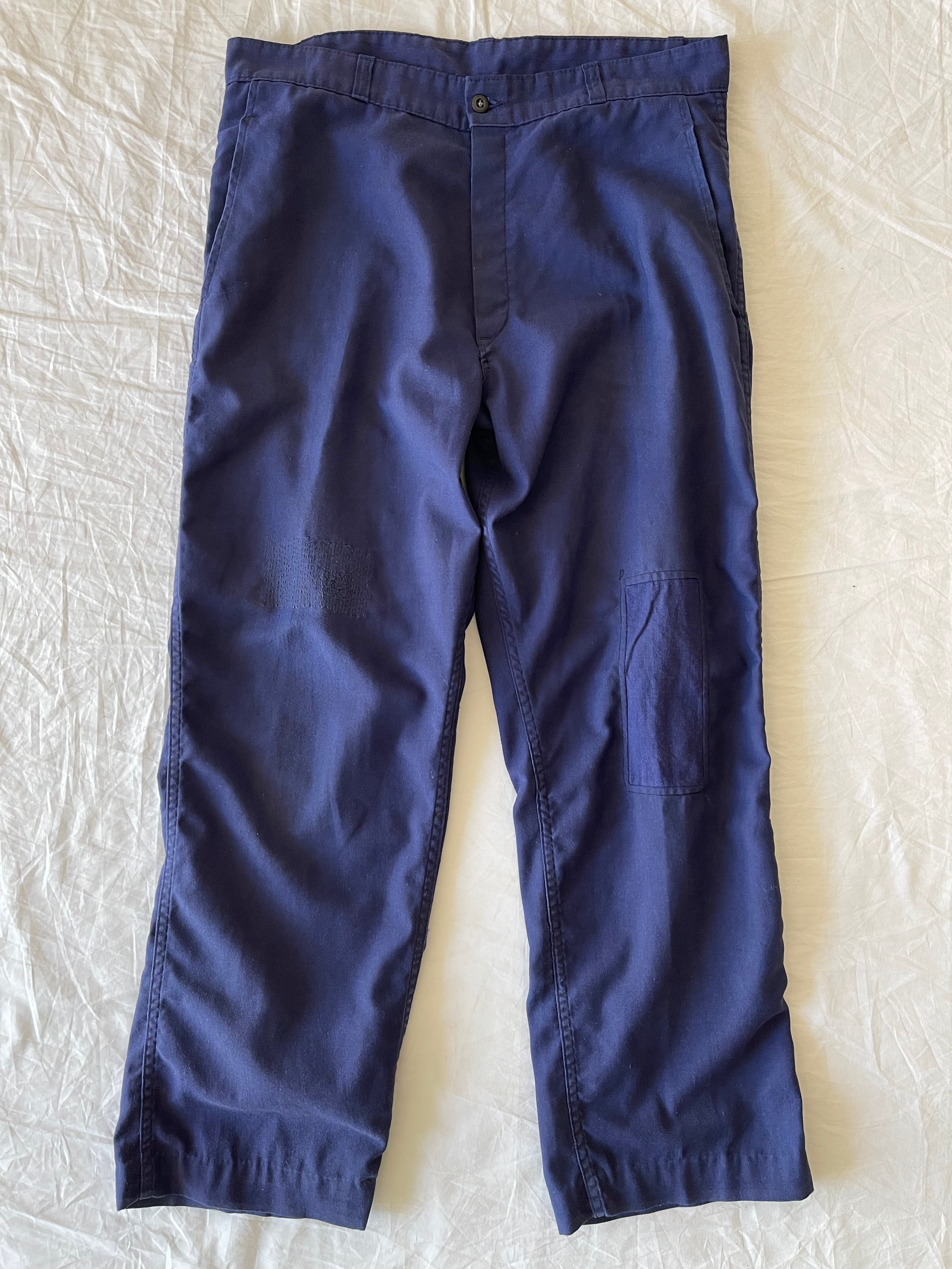 1950~60s French Vintage Blue Cotton Work pants "Mont Saint-Michel"