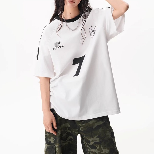 ナンバリングルーズフォルムラインTシャツ 4col   R01929