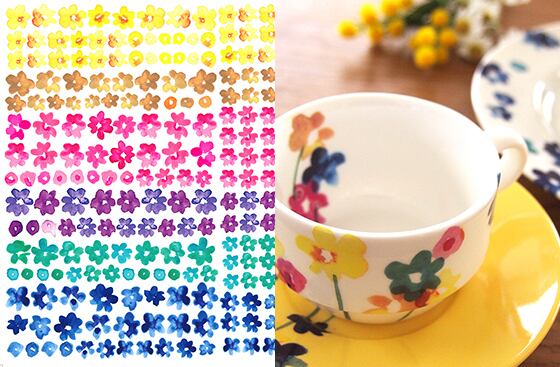 水彩 カラフルフラワー A3サイズ （ポーセリンアート用転写紙 花