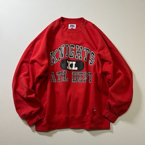 90s USA RUSSELL　3段ロゴ　フェード　雰囲気系　トレーナー　プルオーバー　スウェット　ラッセル　レッド　XL 古着