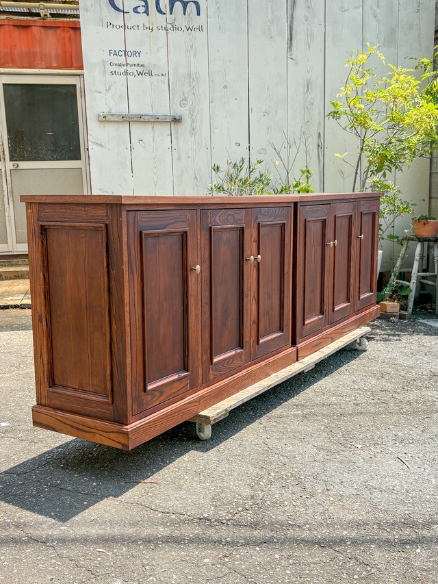 アッシュ材アンティークキャビネット (収納ディスプレイ家具・店舗什器)W2400 オーダーメイド家具