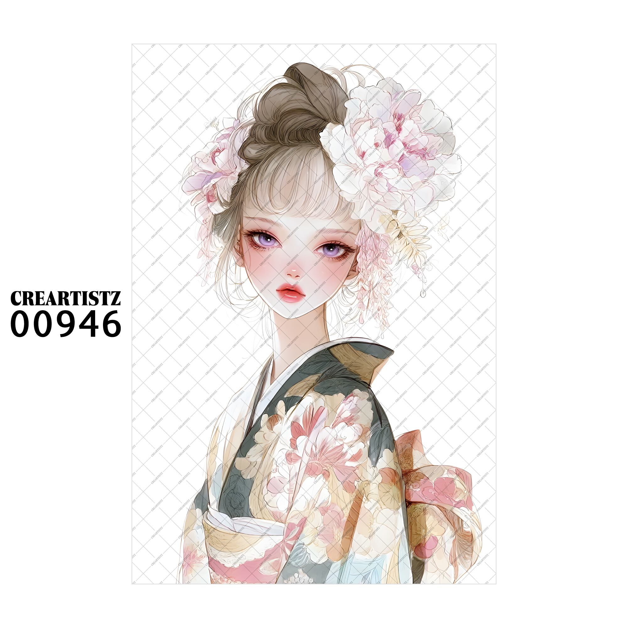 00946 ガール キュート オリジナル ペーパー/ステッカー 4枚セット CREARTISTZ