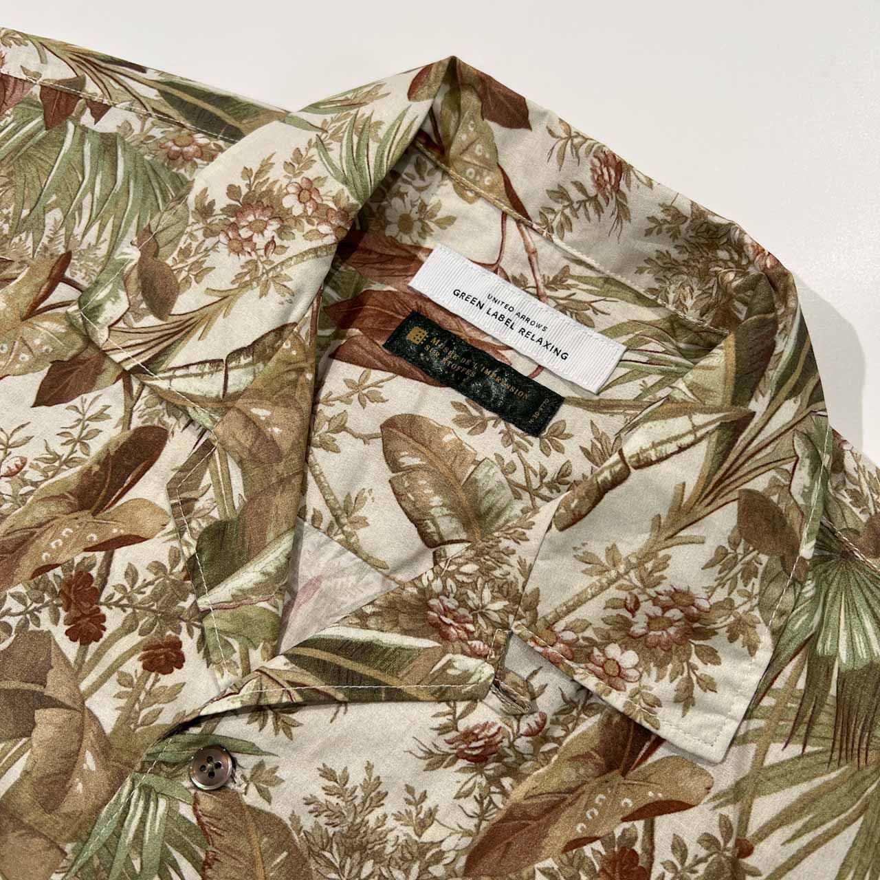 green label relaxing UNITED ARROWS ミュールズ染織美術館 グリーンレーベルリラクシング 開襟 オープンカラー 半袖シャツ サイズ S
