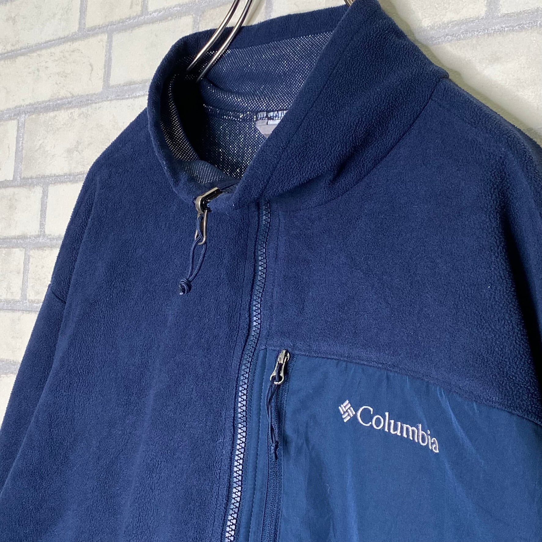 Columbia フリース XL 刺繍ロゴ フルジップ ジップポケット 防寒