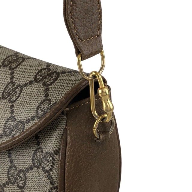 GUCCI グッチ GGプラス ショルダーバッグ ベージュ PVCレザー ラウンド ミニバッグ vintage ヴィンテージ オールド ku752d