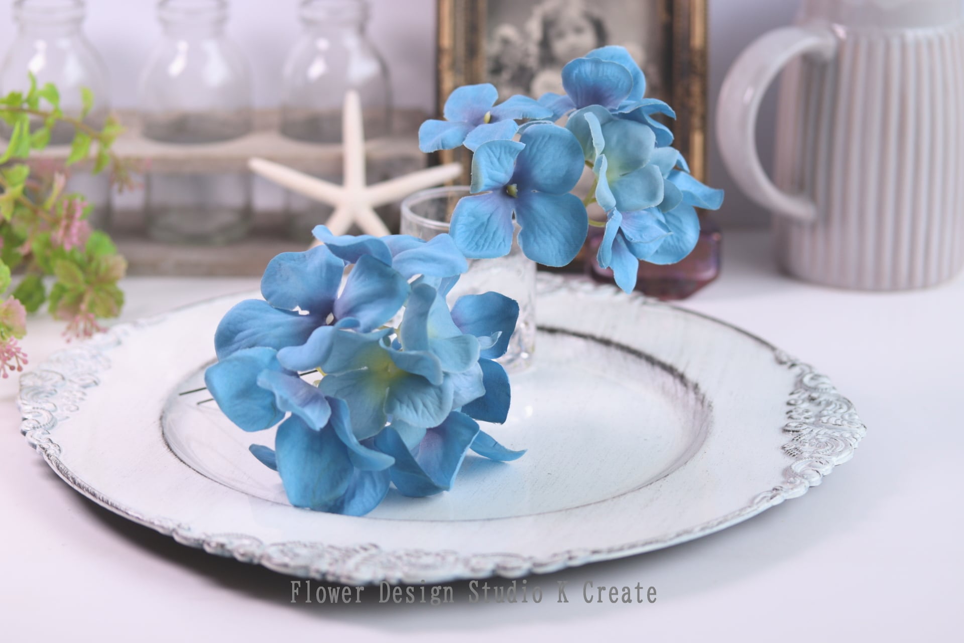 1400円 本物花 ブルーあじさい 髪飾り 卒業 入学 ブライダル 青い紫陽花の髪飾り( L:1本) ブルー あじさい アジサイ Uピン ヘッド