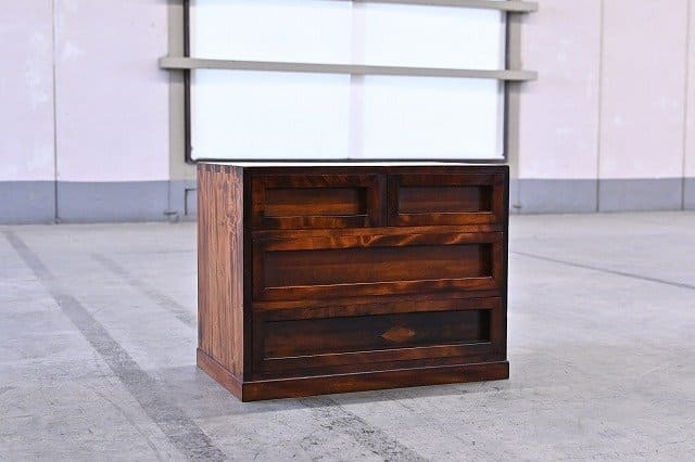 和風洋家具 ミニチェスト カバ材 4杯 収納家具 タンス 無垢材 和室 小物入れ 木製 職人 リビング 寝室【中古家具/中古インテリア/USED家具ユーズド家具/リサイクル】