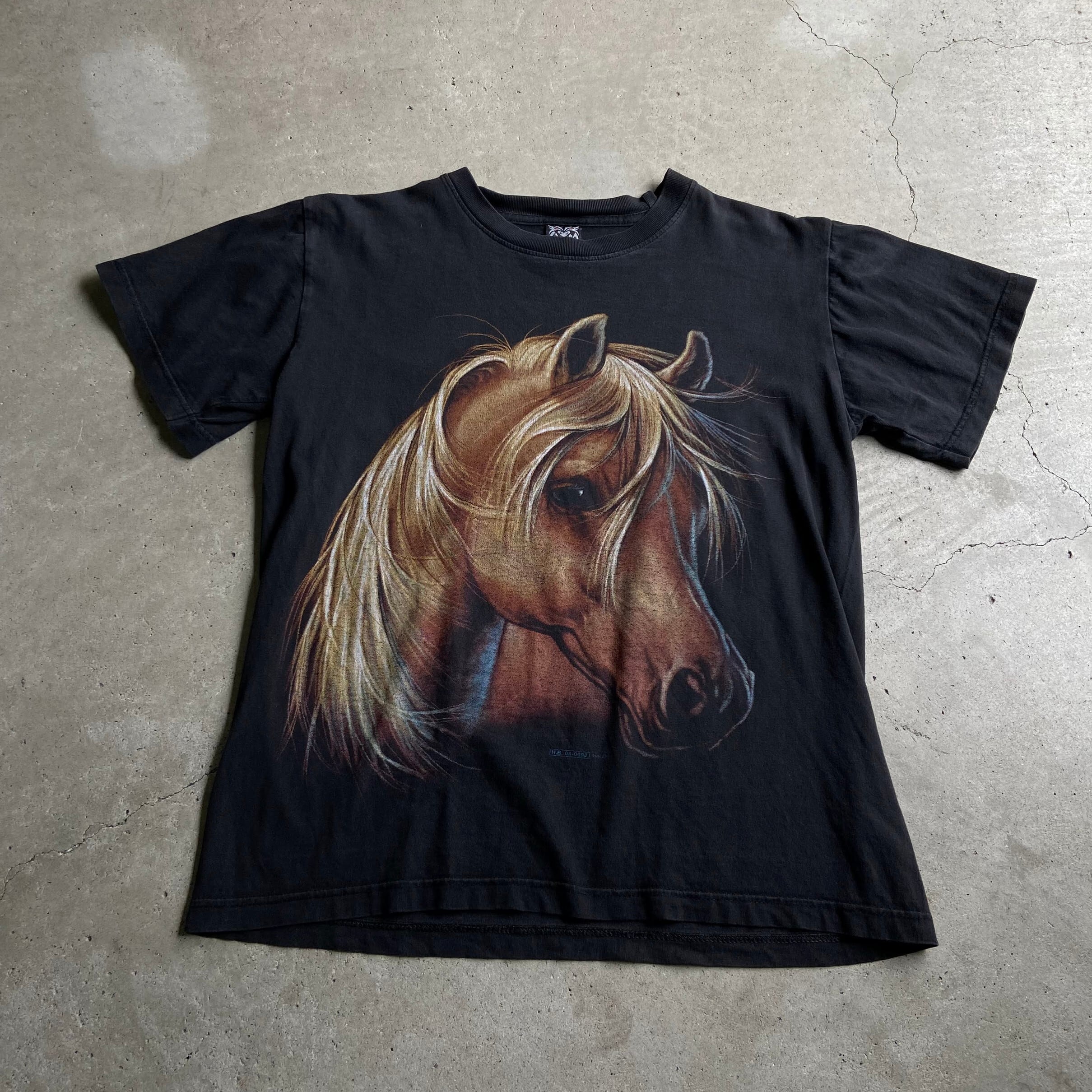 90年代 馬 アニマル 両面プリントTシャツ メンズM 古着 90s 