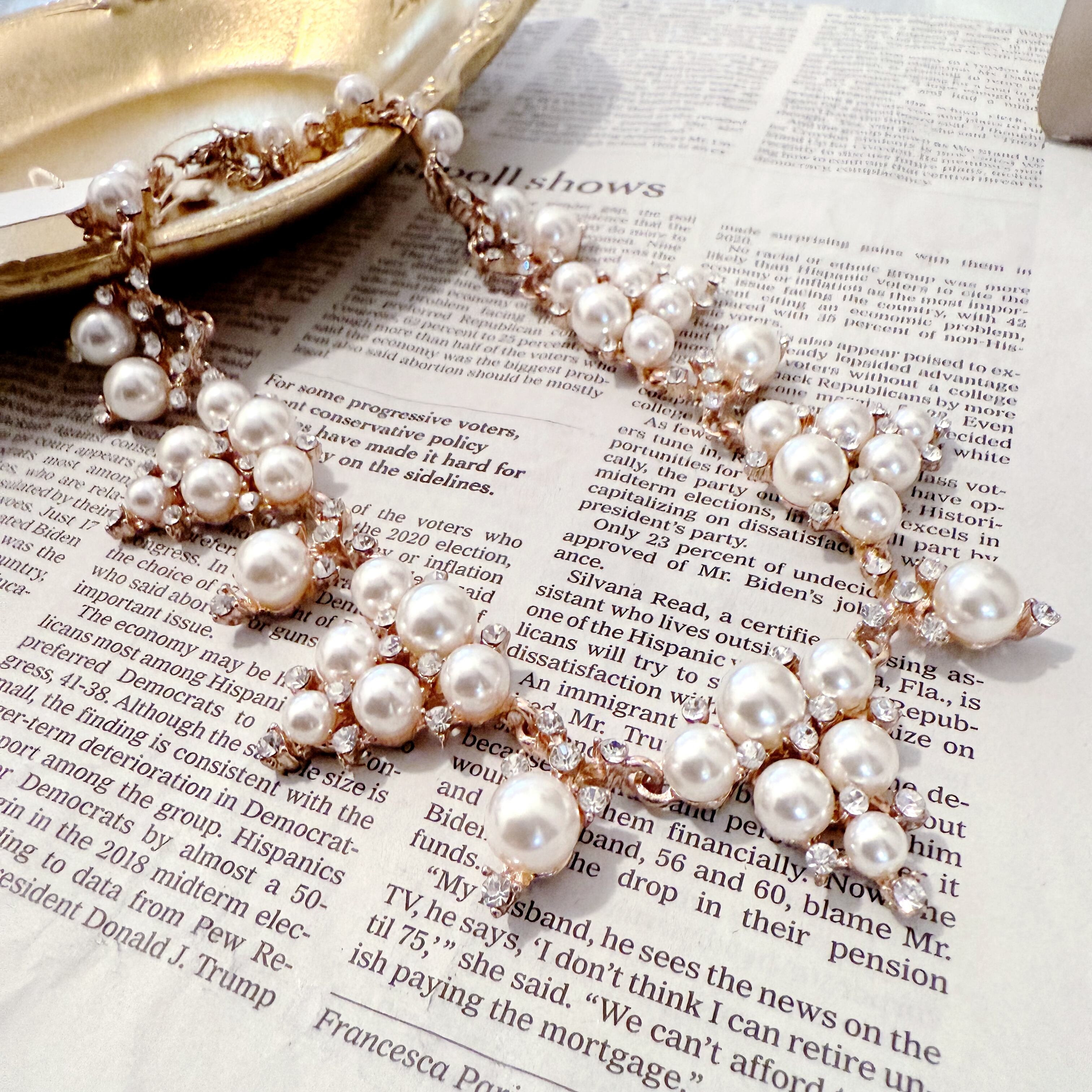 パールビジューネックレス ゴールド