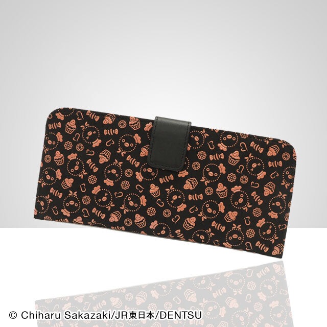 Suicaのペンギン印傳長財布（スイーツ柄・黒革×ピンク漆）
