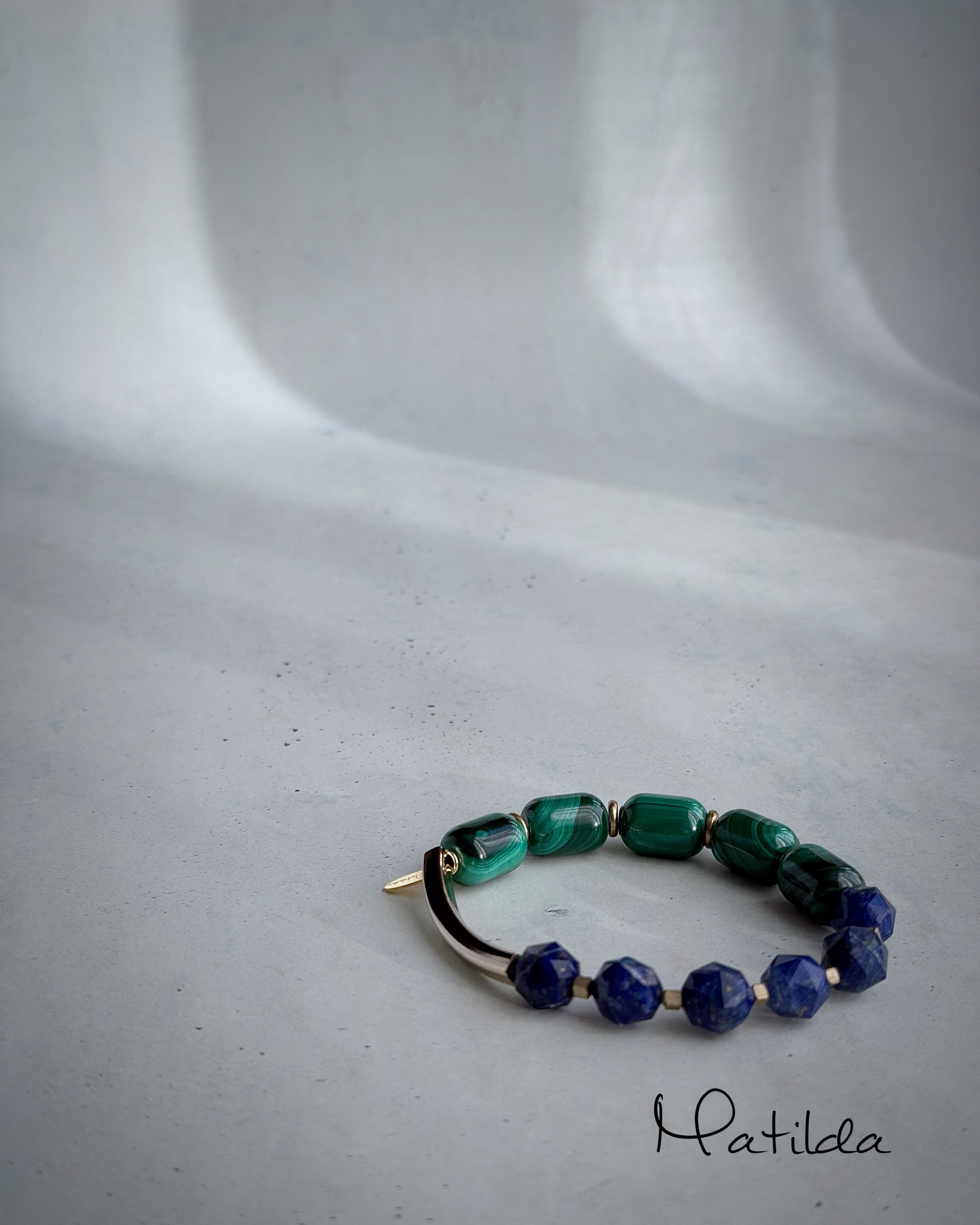 【再販】Tube & stone bracelet(マラカイト×ラピスラズリ)