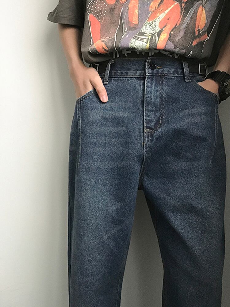 全2色 デニム パンツ ストレート カジュアル 無地 おしゃれ