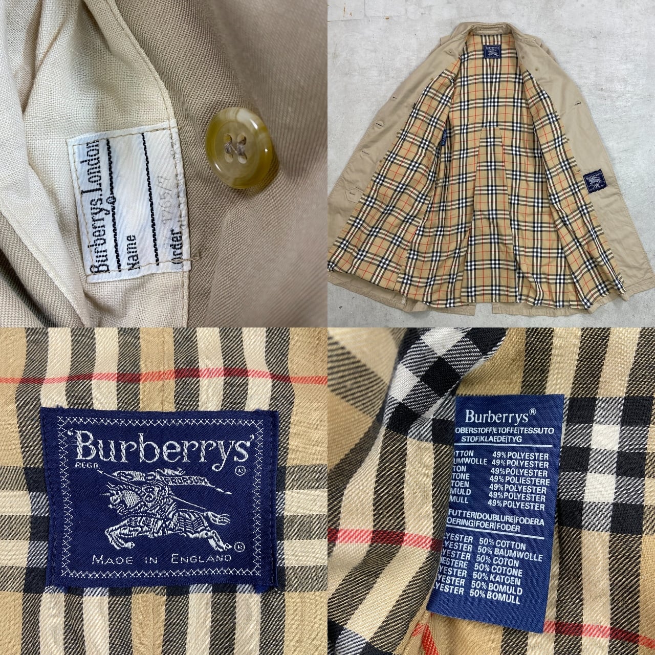 70~80年代 英国製 Burberrys バーバリー トレンチコート レディースL