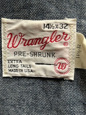 70's Wrangler 27MW デニムウエスタンシャツ 白タグ USA製 表記(14 1/2 × 32)