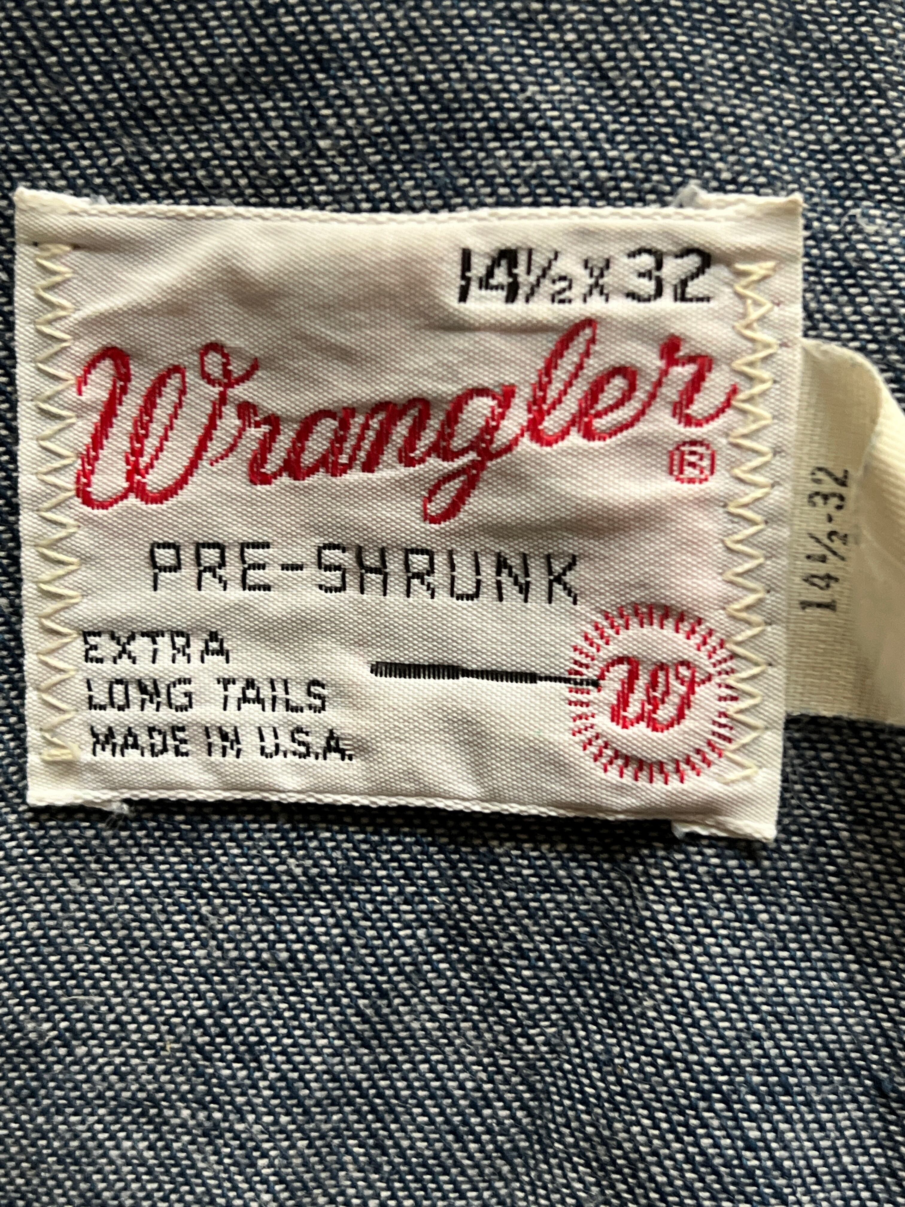 70's Wrangler 27MW デニムウエスタンシャツ 白タグ USA製 表記(14 1/2 × 32)