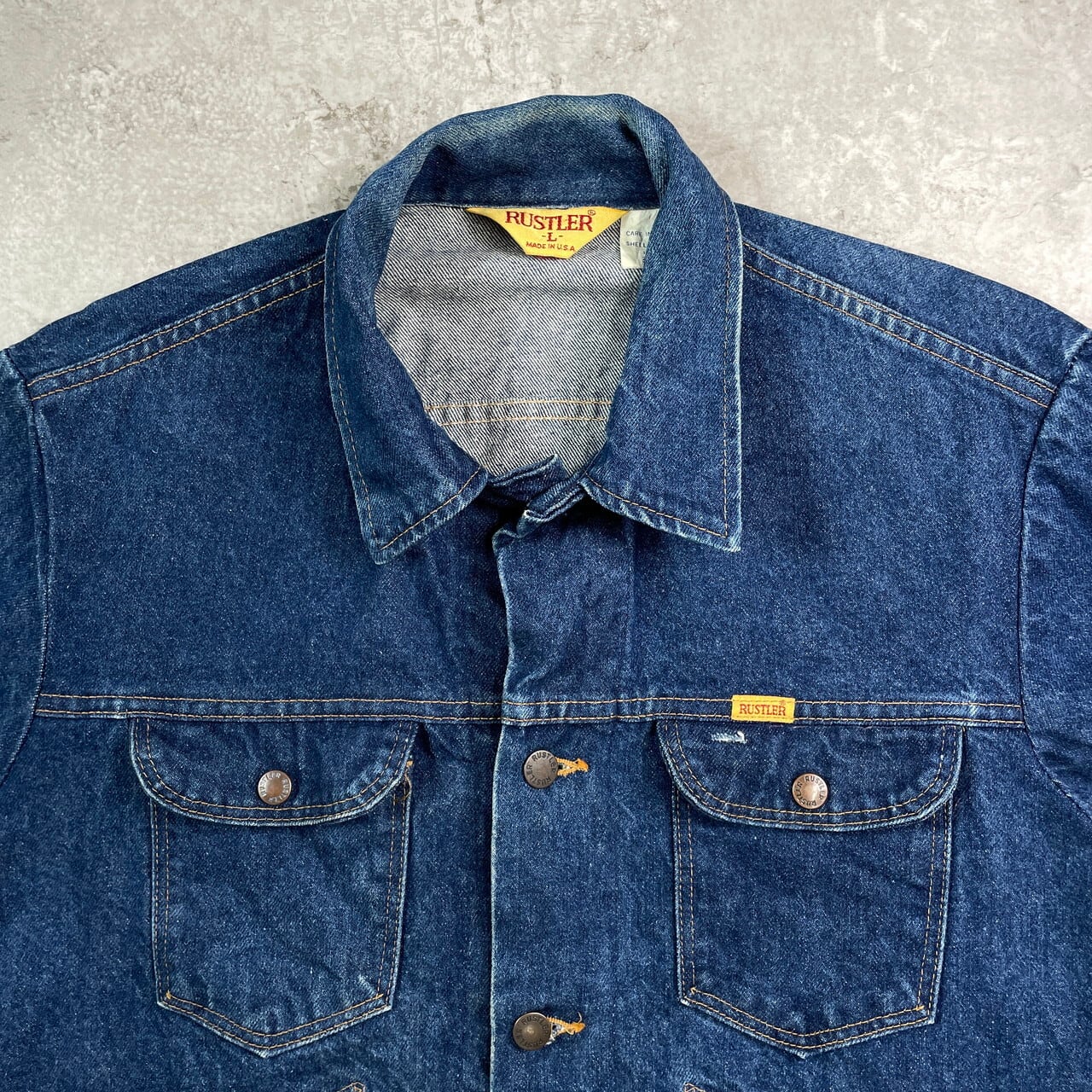 80年代 USA製 RUSTLER ラスラー 濃紺 デニムジャケット メンズL 古着