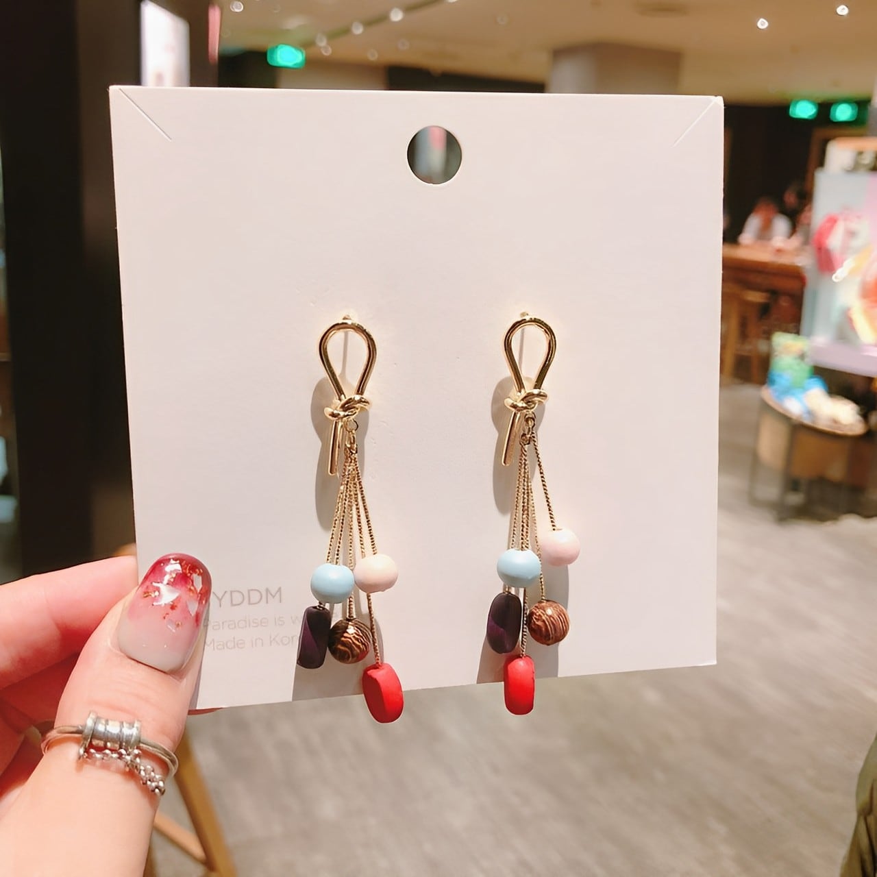 2色】Gold knot ウッドビーズピアス (kai0417) | Shelluits