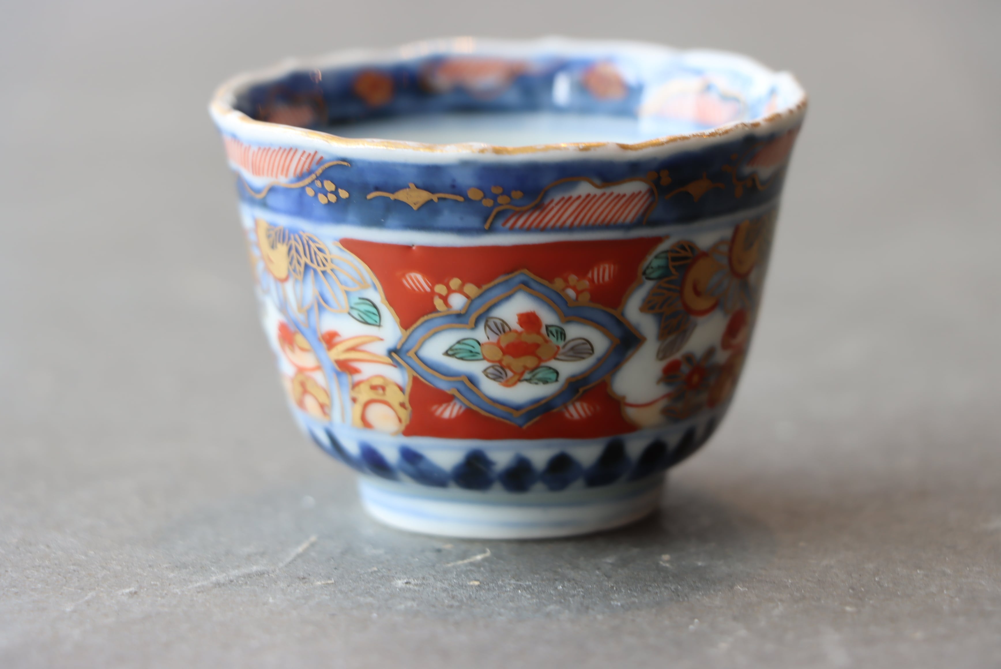 伊万里焼 色絵 柘榴鳥文 猪口 通りもの/Imari small cup | (有)新原美術