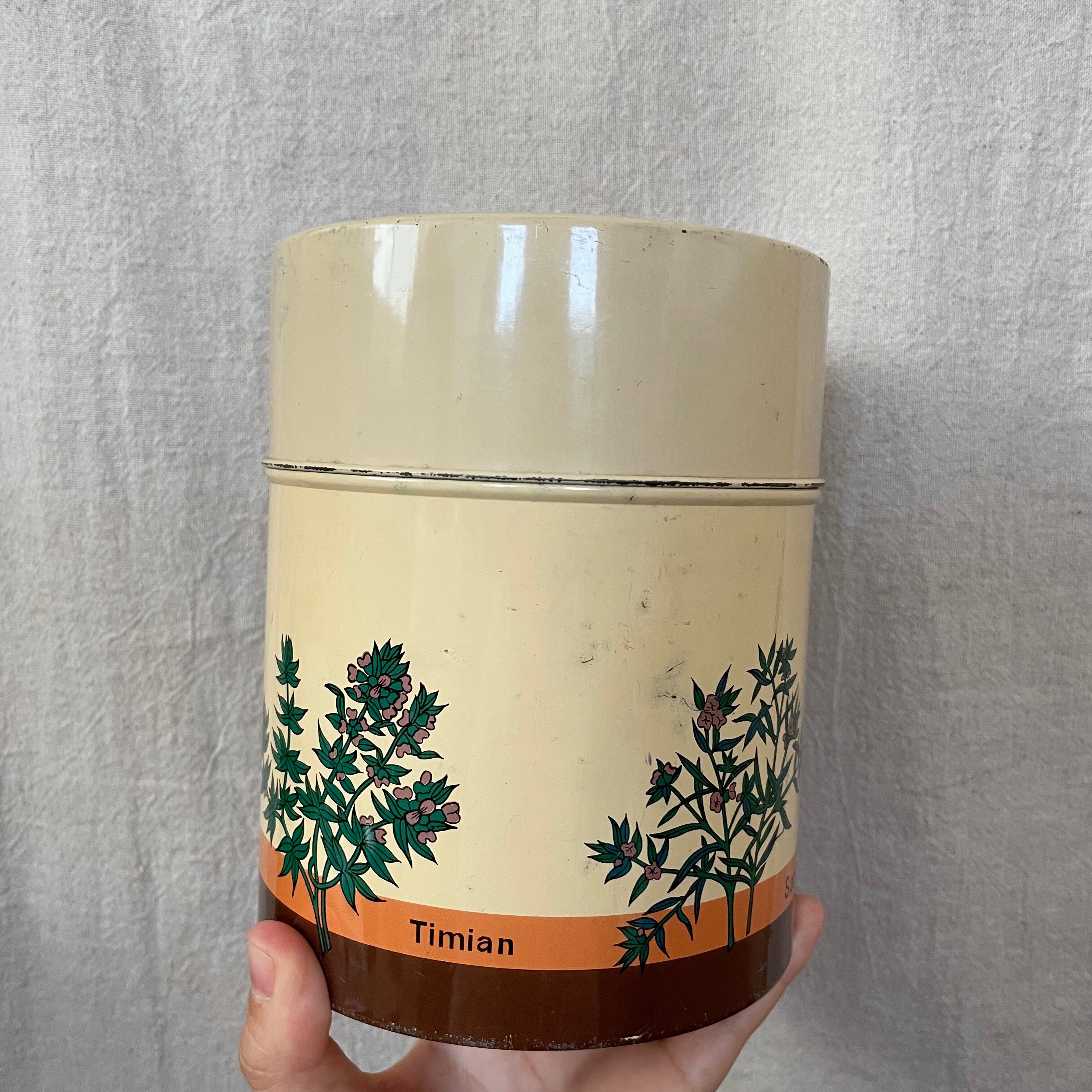 ハーブ模様の缶