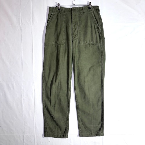 70s US Army 米軍 実物 OG-107 ベイカーパンツ カーゴパンツ ヴィンテージ W34 L33 W80cm ミリタリー コットンサテン ボタンフライ ワークパンツ