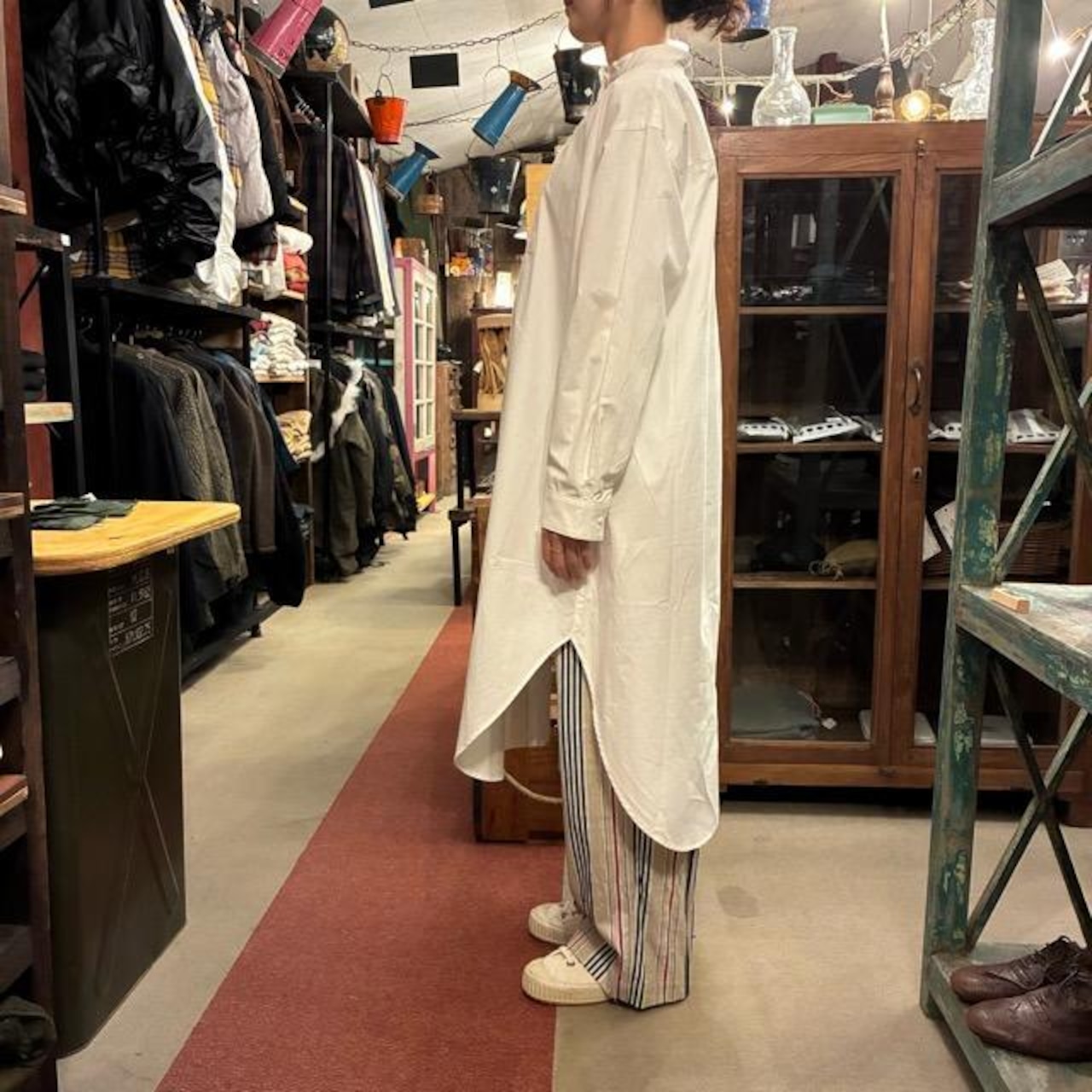 ICHI Cotton Pintuck Shirt Dress in White and White, Women's, Long Sleeve, Open Front, Perfect for Layering