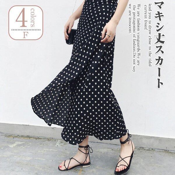 シフォンスカートマキシスカートフレアスカート シフォンマキシ丈スカート夏 ウエストゴムロングスカート