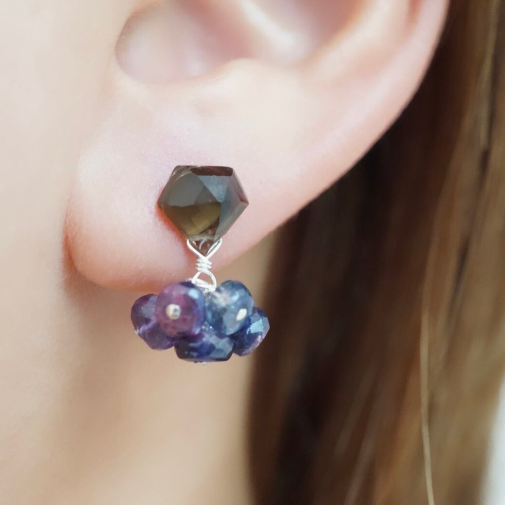 スモーキークォーツ カイヤナイト 苦しい オパール他 ピアス 
