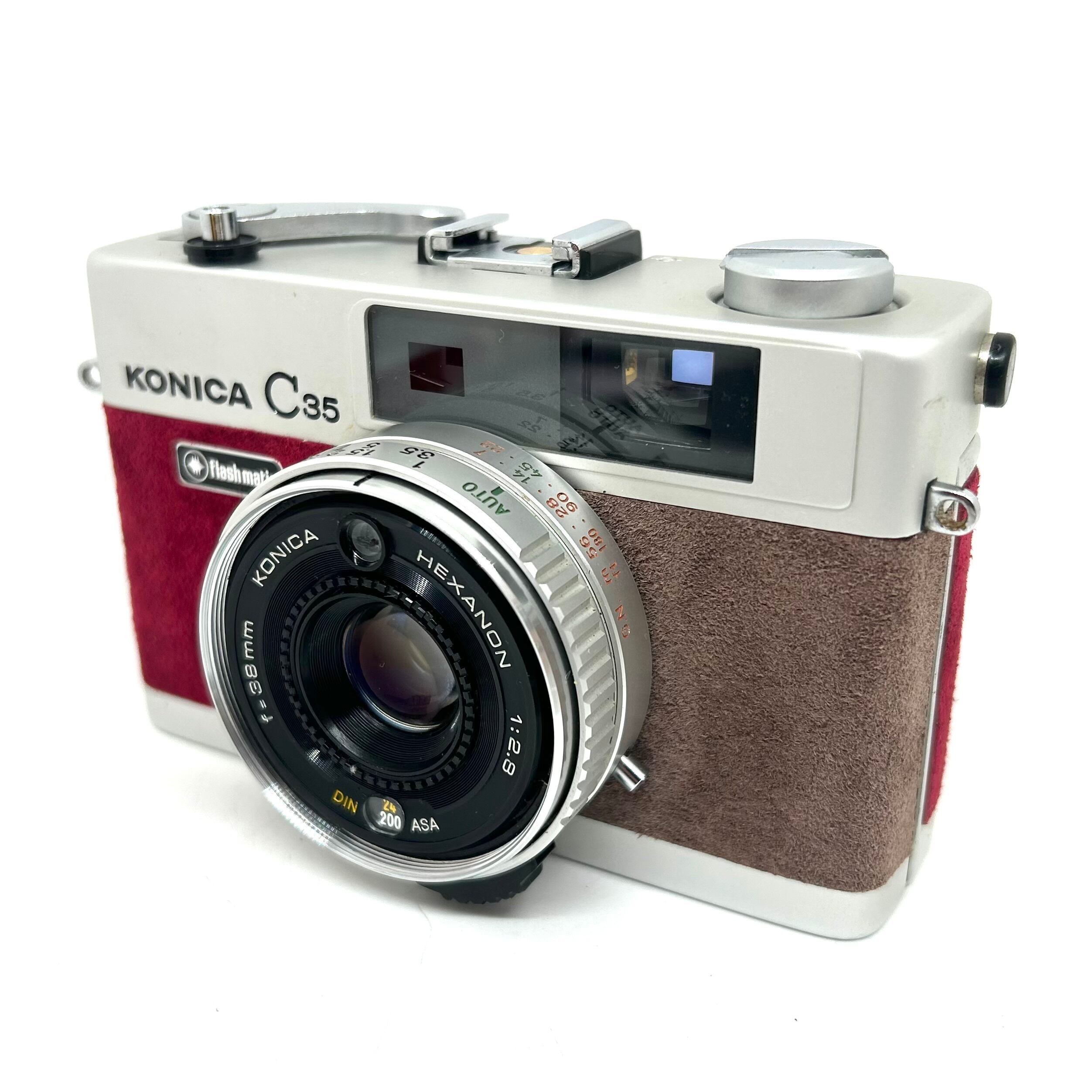 24-079 リメイクカメラ KONICA C35 flash matic（ワインレッド 