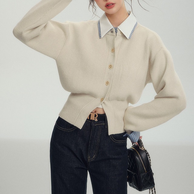 バイカラーシャツニット A25